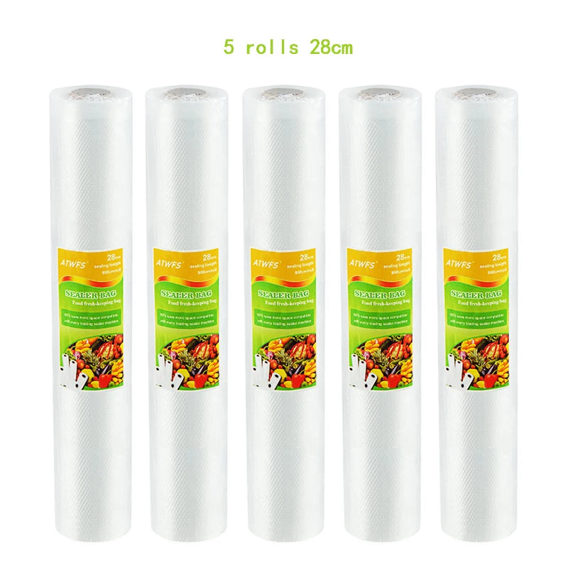 ATWFS Vacuum Sealer Bags Kitchen Vacum Bag Storage Vacuum Bags for Food Packaging Rolls 12/17/20/25/28cm*500cm