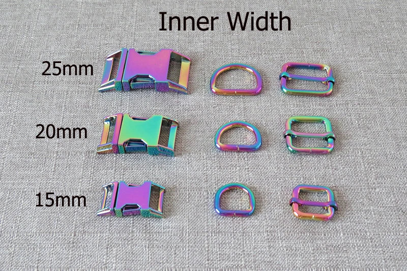 1Set Metal Buckles Hardware D Ring Adjuster Belt Strap Slider Fasteners For Paracord Pet Dog Collar Harness DIY Sewing Accessory