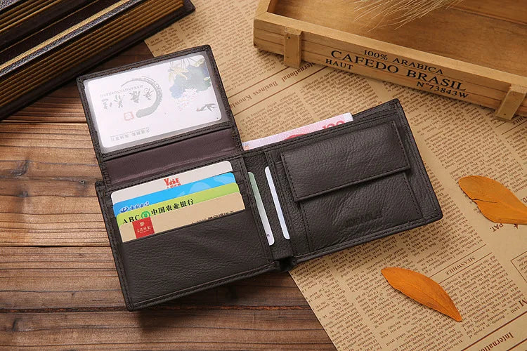 Classic Short Genuine Leather Men Wallets Fashion Coin Pocket Card Holder Men Purse Simple Quality Male Wallets