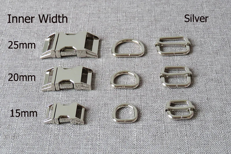 1Set Metal Buckles Hardware D Ring Adjuster Belt Strap Slider Fasteners For Paracord Pet Dog Collar Harness DIY Sewing Accessory