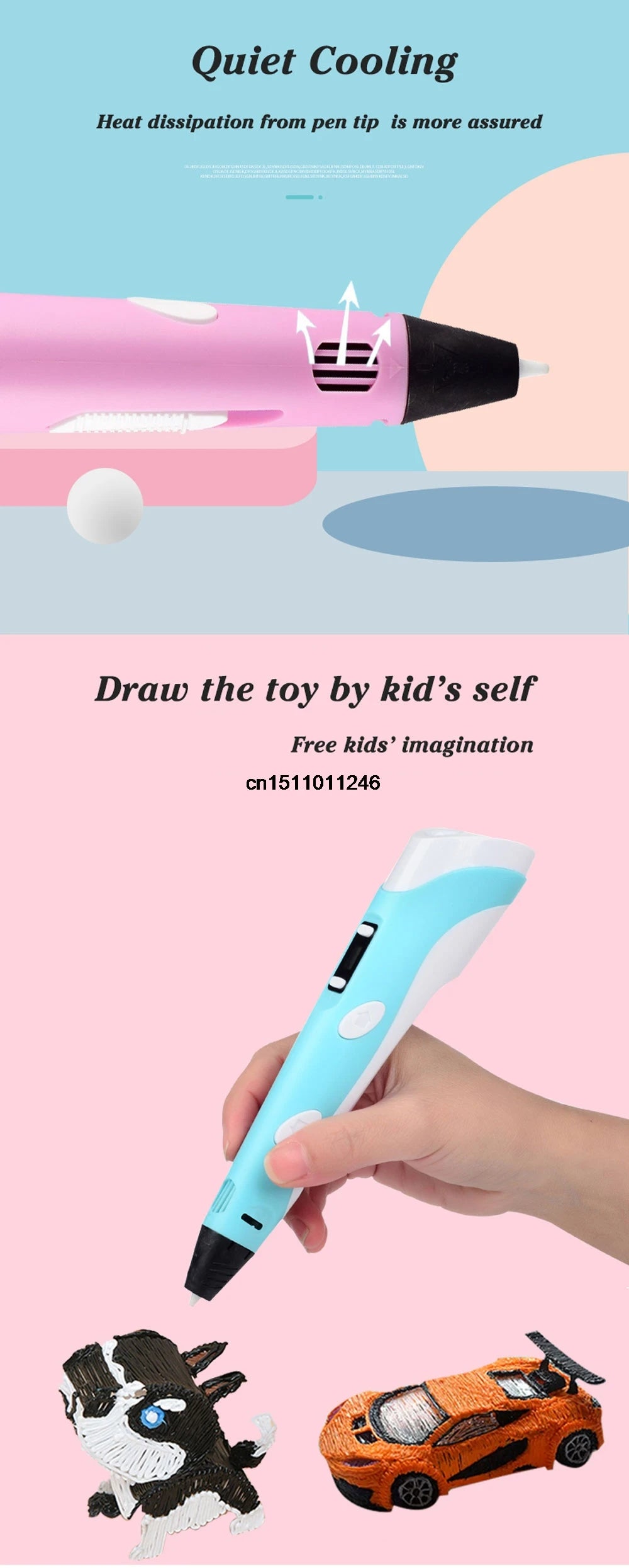 3D Printing Pen Children 3D Pen DIY Drawing Pens PLA Filament Birthday Christmas Boys Girls Gift For Kids With Travel Case