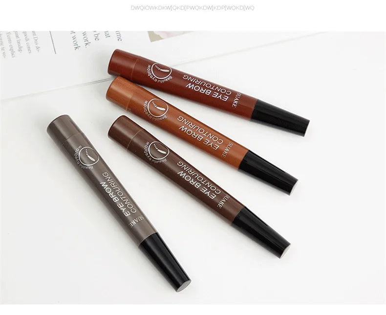 4D Microblading Eyebrow Pen 4 Forks Tip Eyebrow Tattoo Pencil Long Lasting Fine Sketch Liquid Eye Brow Make Up