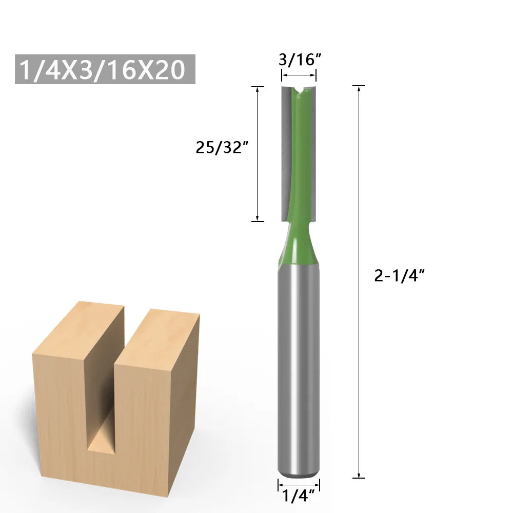 7Pcs 2Flute Clean Straight Bit Woodworking Tools Router Bit Set For Wood Tungsten Carbide Endmill Milling Cutter 1/4" 6mm Shank