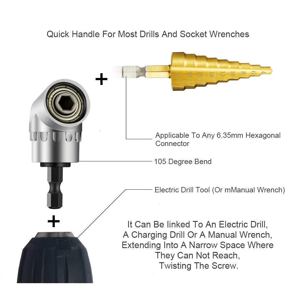 105 Degree Right Angle Drill Adapter Flexible Shaft Extension Bit for Screwdriver Hand Tools Magnetic Bit Socket Power Drill