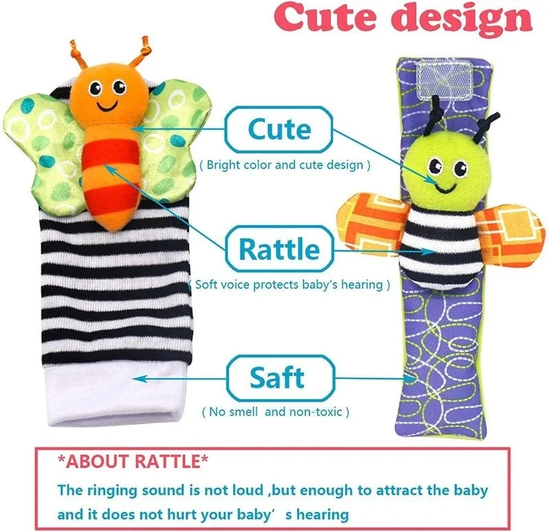 0~24 Months Baby Rattles Soft Plush Toys Foot Wrist Rattle Set Cartoon Newborn Development Educational Toys For Children