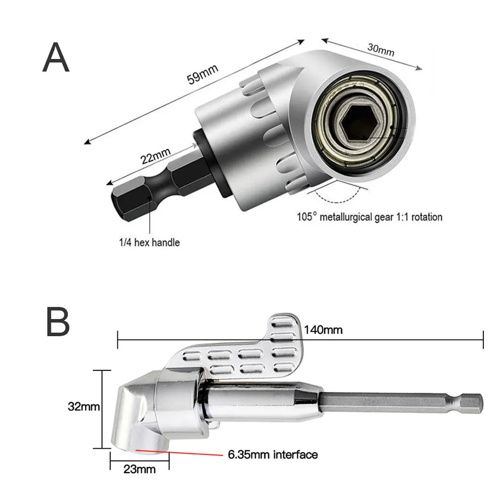 105 Degree Right Angle Drill Adapter Flexible Shaft Extension Bit for Screwdriver Hand Tools Magnetic Bit Socket Power Drill