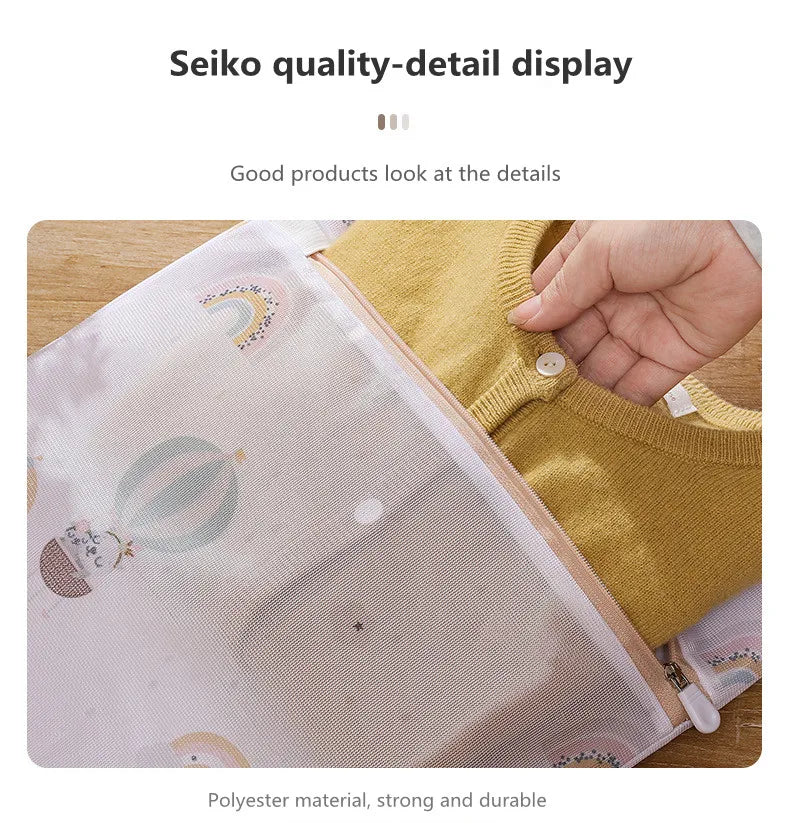 6 Sizes Printing Foldable Laundry Bag Net Washing Machine Bags Travel Storage Organizer Mesh Dirty Laundry Bag for Bra Underwear