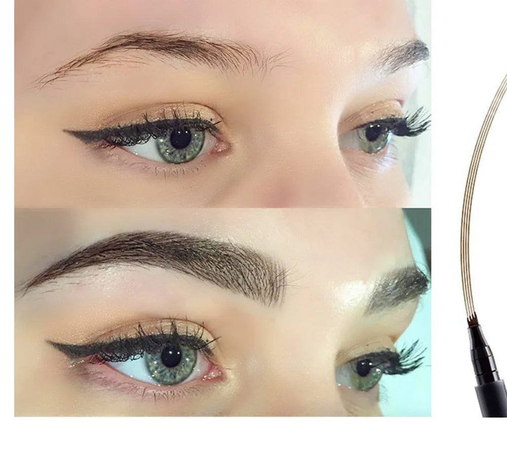 4D Microblading Eyebrow Pen 4 Forks Tip Eyebrow Tattoo Pencil Long Lasting Fine Sketch Liquid Eye Brow Make Up