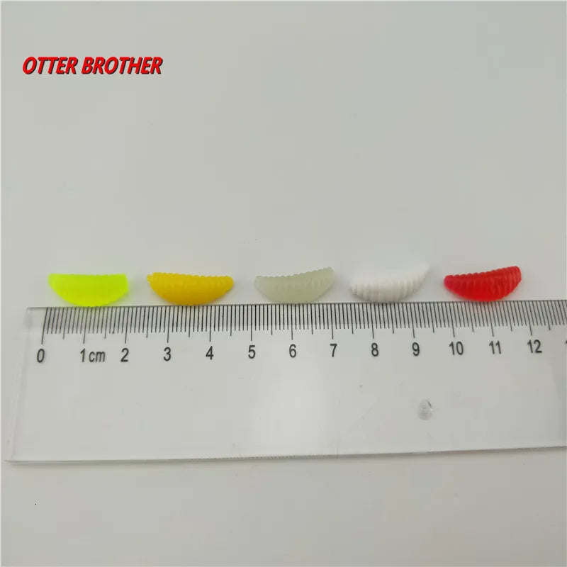 20pcs/lot Silicone Bait Maggot Grub Soft Fishing Lure 2cm 0.3g Artificial Bread Smell Worms Gear For Winter Glow Accessories