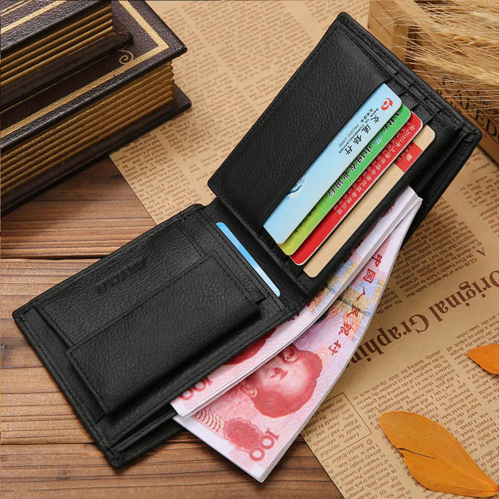 Classic Short Genuine Leather Men Wallets Fashion Coin Pocket Card Holder Men Purse Simple Quality Male Wallets