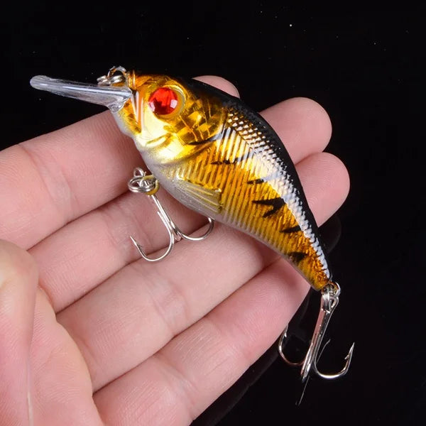 1pcs 7.5cm 10.2g Hard VIB Lures Fishing Minnow Bait Treble Hooks Sinking Crankbait Wobblers Fishing Tackle 3DEyes