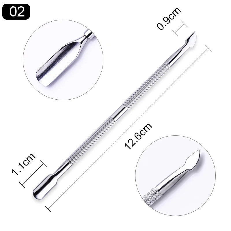 1pcs Double-ended Stainless Steel Cuticle Pusher Dead Skin Push Remover For Pedicure Manicure Nail Art Cleaner Care Tool