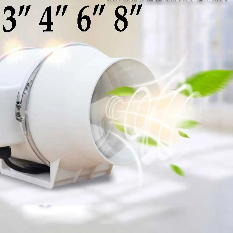 3"4"6"8" Exhaust Fan Home Silent Inline Pipe Duct Fan Bathroom 220V  Extractor Ventilation Kitchen Toilet Wall Air Cleaning