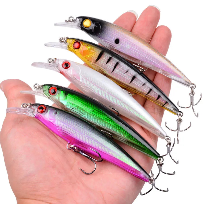 1PCS Laser Minnow Fishing Lure 11CM 13G pesca hooks fish wobbler tackle crankbait artificial japan hard bait swimbait