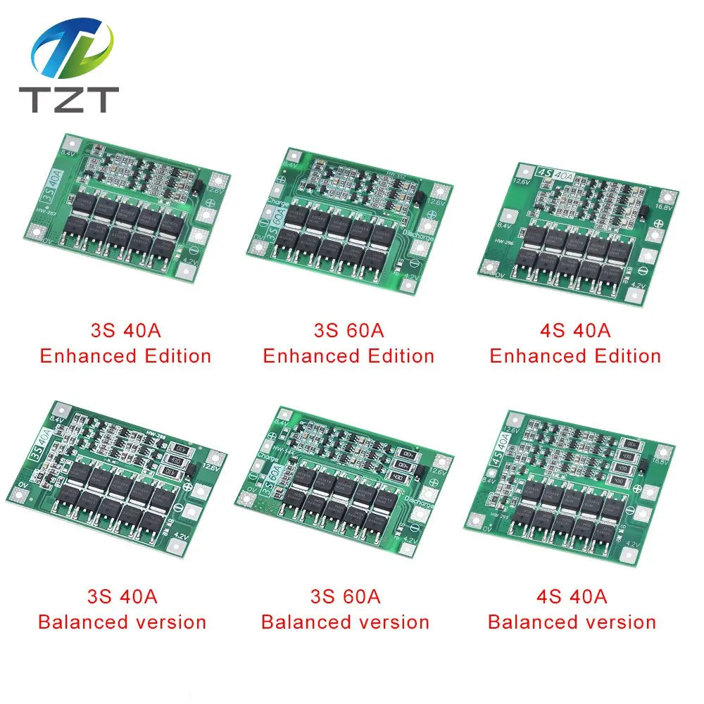 3S/4S 40A 60A Li-ion Lithium Battery Charger Protection Board 18650 BMS For Drill Motor 11.1V 12.6V/14.8V 16.8V Enhance/Balance