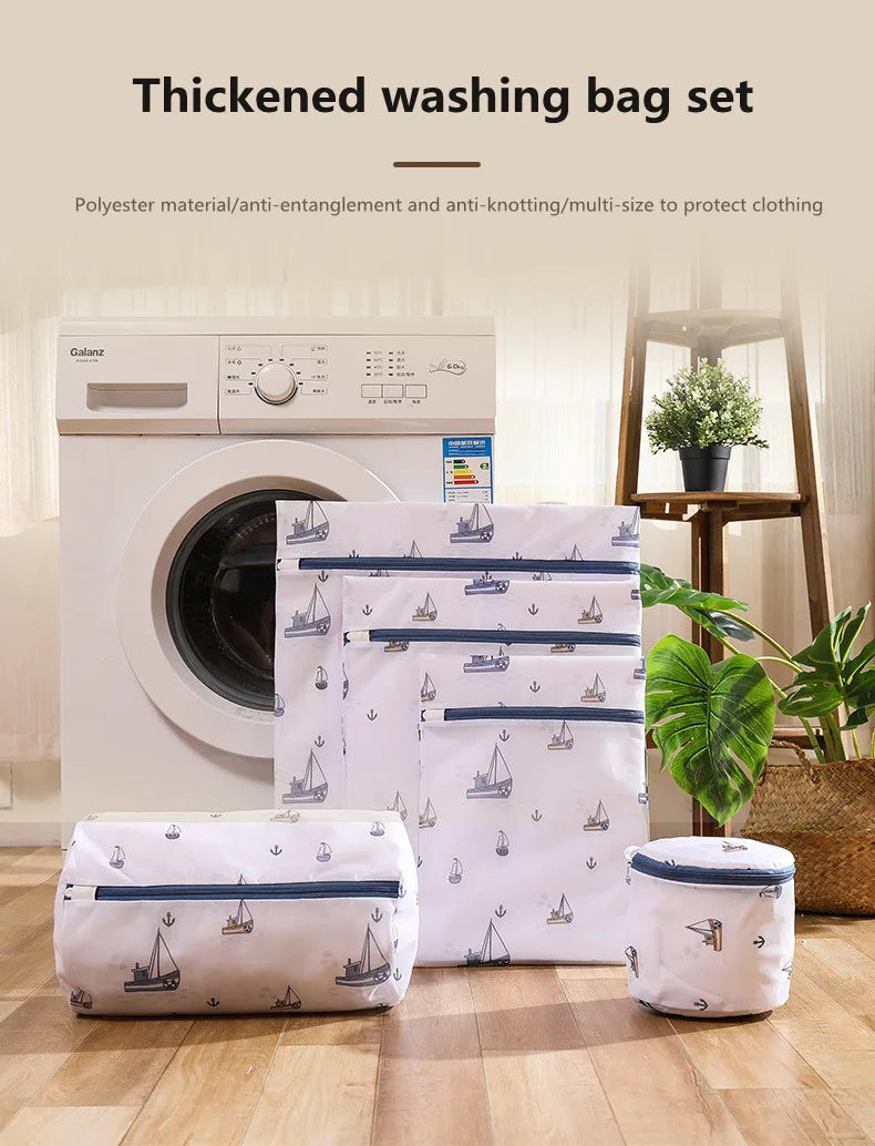 6 Sizes Printing Foldable Laundry Bag Net Washing Machine Bags Travel Storage Organizer Mesh Dirty Laundry Bag for Bra Underwear