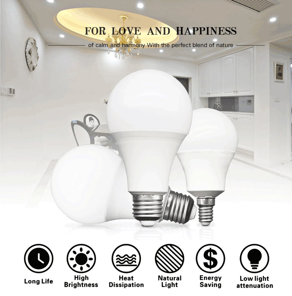 10pcs LED Bulb Lamps E27 AC220V 240V Light Bulb Real Power 20W 18W 15W 12W 9W 5W 3W Lampada Living Room Home LED Bombilla