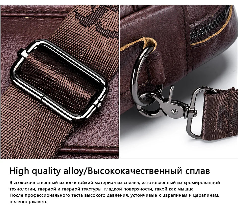 BULLCAPTAIN Men's Bag Genuine Leather Men Briefcase for Laptop 14 Messenger Men's Leather Bag Business Portfolio for Document A4