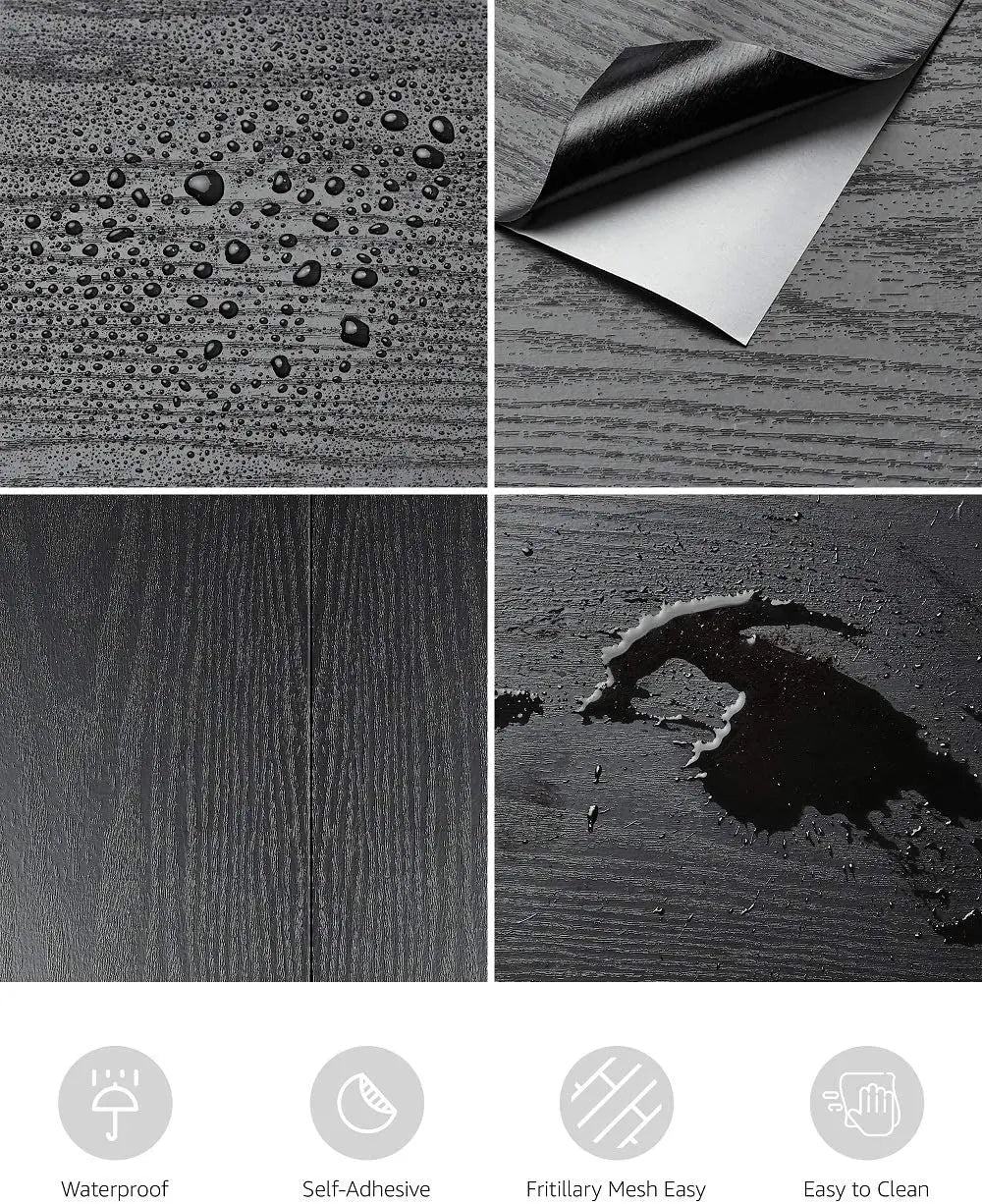 Black Wood Peel And Stick Paper Decorative Self-Adhesive Film For Furniture Real Wood Tactile Sensation Surfaces Easy To Clean