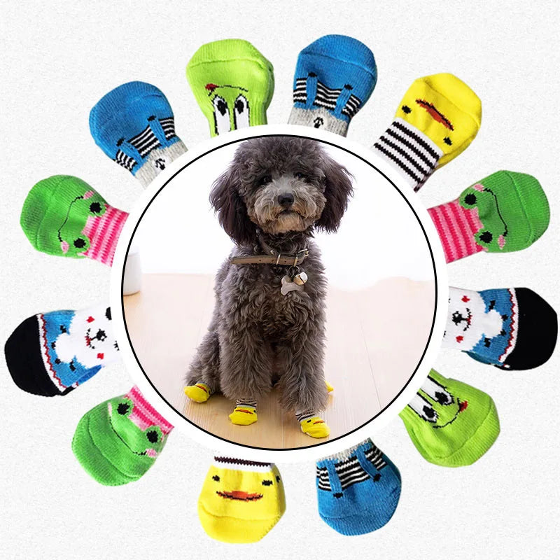 Christmas Cute Dog Knitted Socks for Small Dogs Cat Shoes Chihuahua Boots for Winter Warm Indoor Wear Slip On Paw Protector