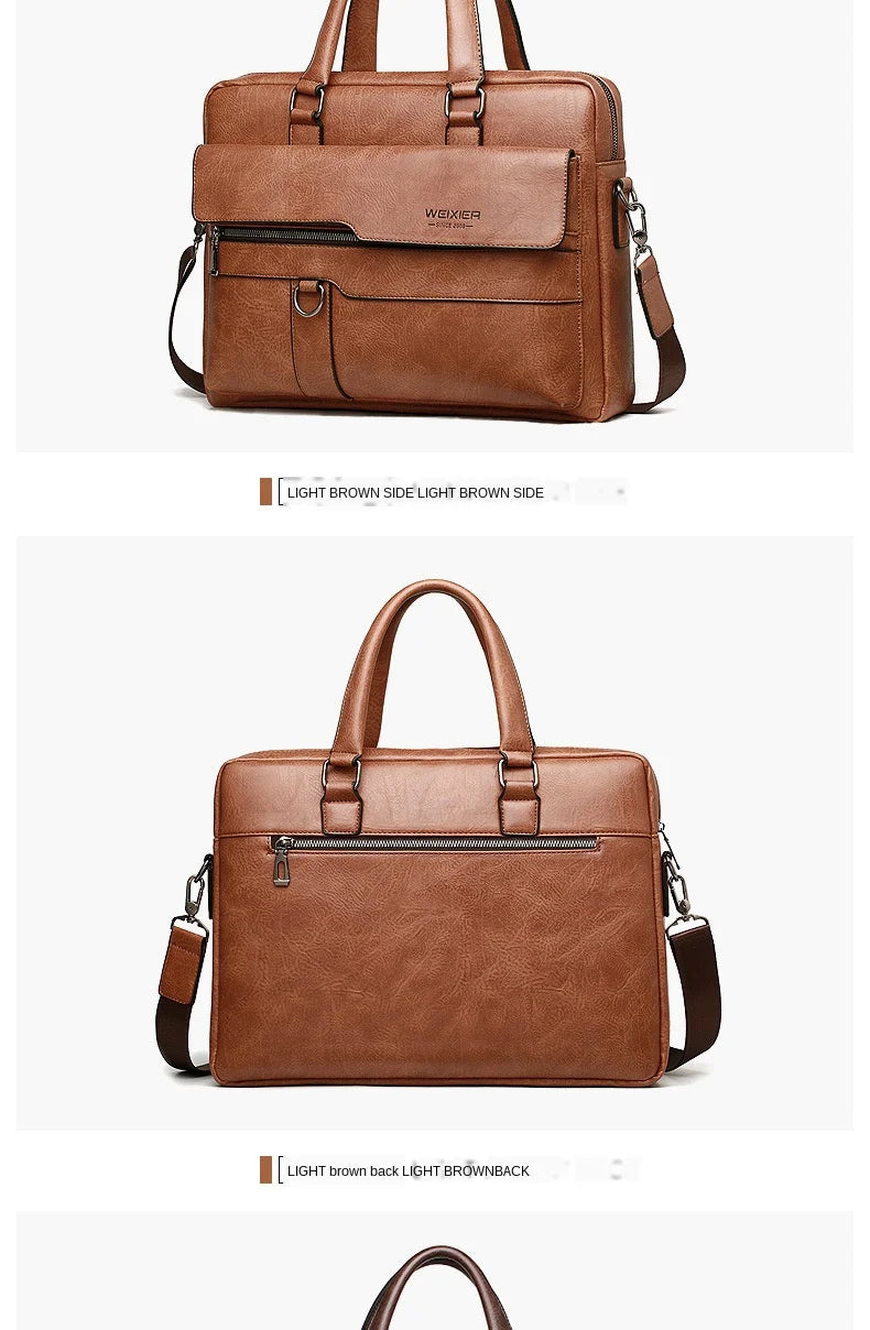 2023 Men Briefcase Bag High Quality Business Famous Brand PU Leather Shoulder Messenger Bags Office Handbag 14 inch Laptop bag