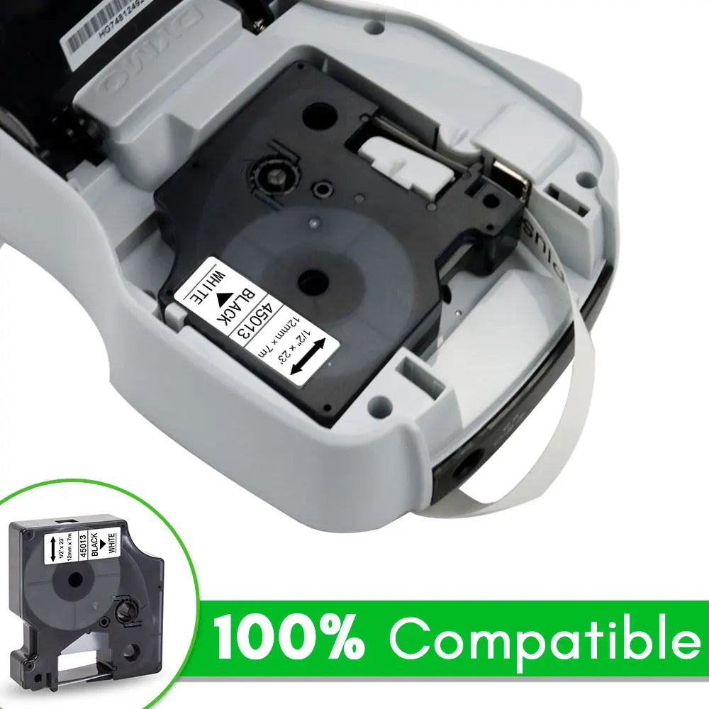 45013 Label Tape Black on White For Dymo D1 45013 45018 12mm Label Cartridge For Dymo LabelManager 160 280 COLORPOP Label Maker