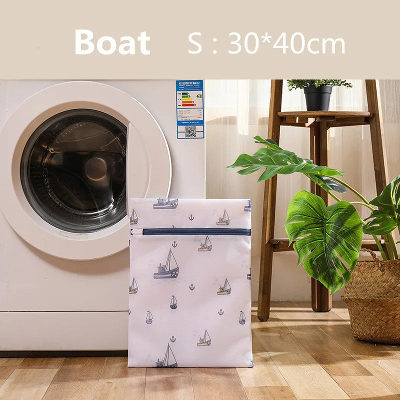 6 Sizes Printing Foldable Laundry Bag Net Washing Machine Bags Travel Storage Organizer Mesh Dirty Laundry Bag for Bra Underwear