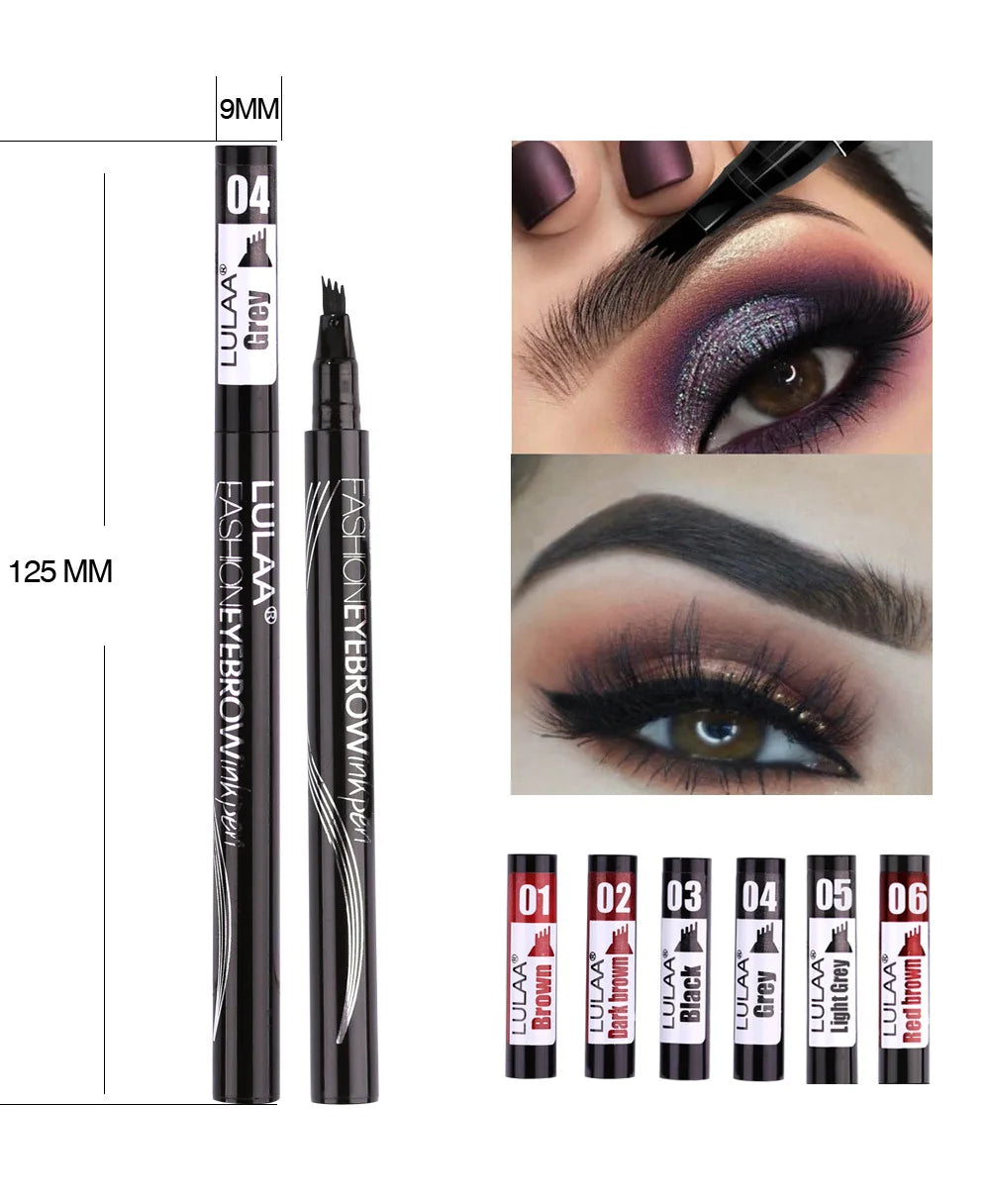 4D Microblading Eyebrow Pen 4 Forks Tip Eyebrow Tattoo Pencil Long Lasting Fine Sketch Liquid Eye Brow Make Up