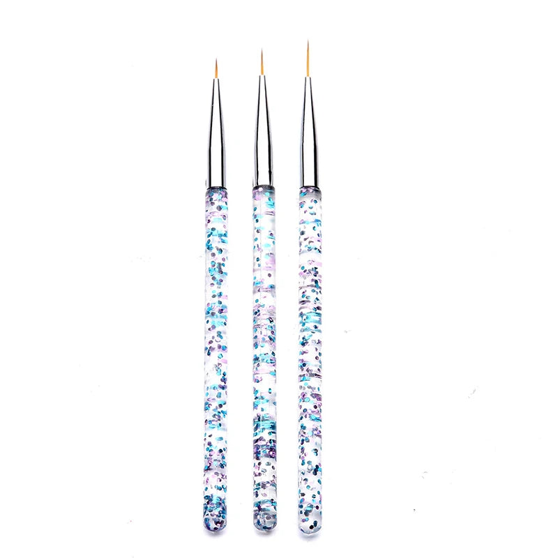 3pcs/Set Acrylic French Stripe Nail Art Line Painting Pen 3D Tips Manicure slim Line Drawing Pen UV Gel Brushes Painting Tools