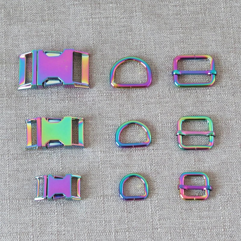 1Set Metal Buckles Hardware D Ring Adjuster Belt Strap Slider Fasteners For Paracord Pet Dog Collar Harness DIY Sewing Accessory