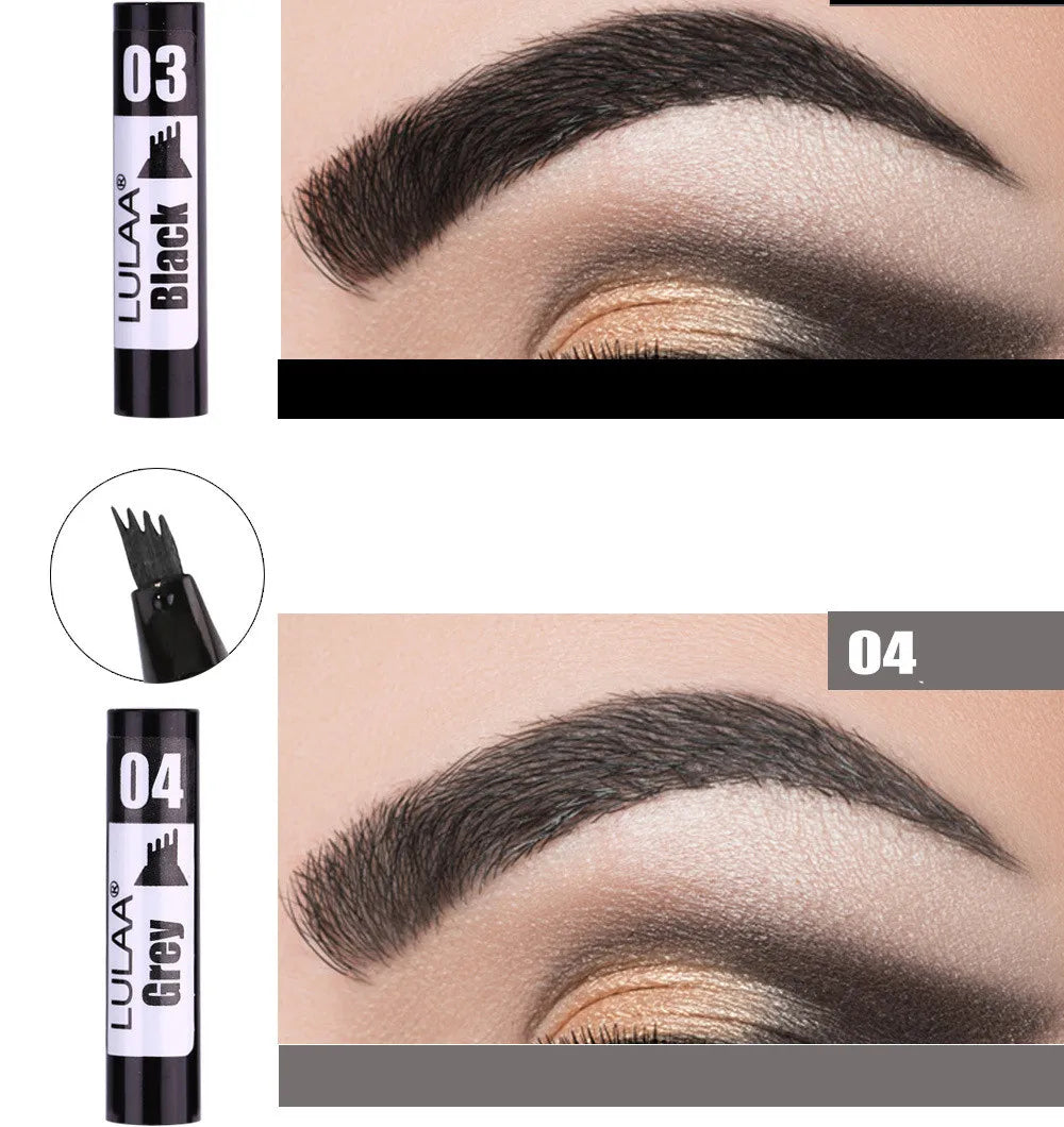 4D Microblading Eyebrow Pen 4 Forks Tip Eyebrow Tattoo Pencil Long Lasting Fine Sketch Liquid Eye Brow Make Up