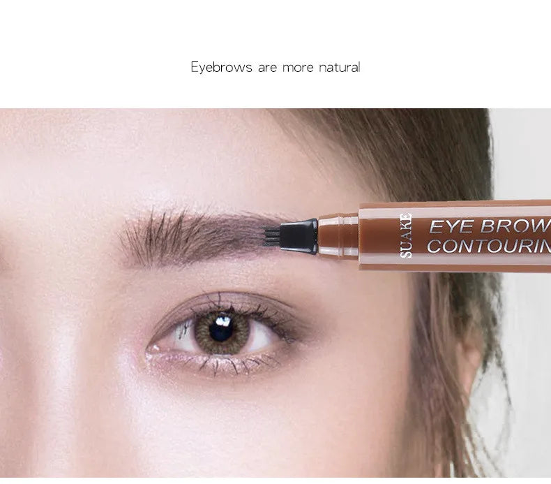 4D Microblading Eyebrow Pen 4 Forks Tip Eyebrow Tattoo Pencil Long Lasting Fine Sketch Liquid Eye Brow Make Up