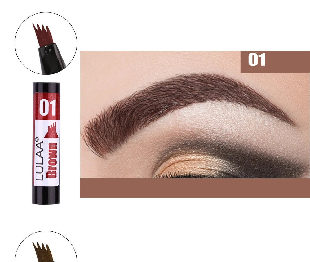 4D Microblading Eyebrow Pen 4 Forks Tip Eyebrow Tattoo Pencil Long Lasting Fine Sketch Liquid Eye Brow Make Up