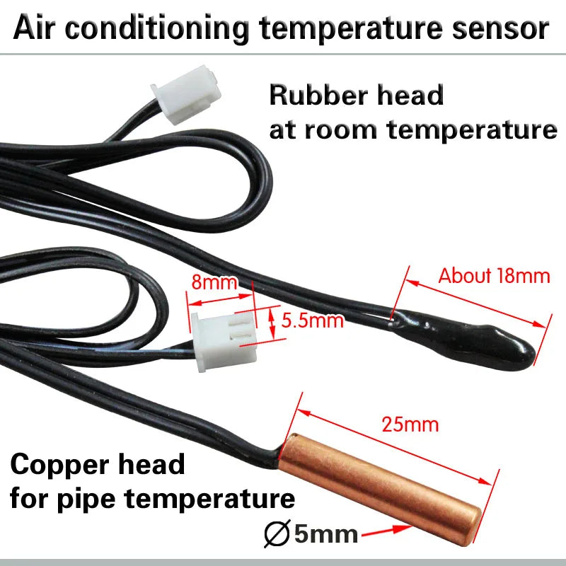 Air conditioning temperature sensor 5K 10K 15K 20K 25k 50K 100K  Air Conditioner Tube Sensor rubber head copper head