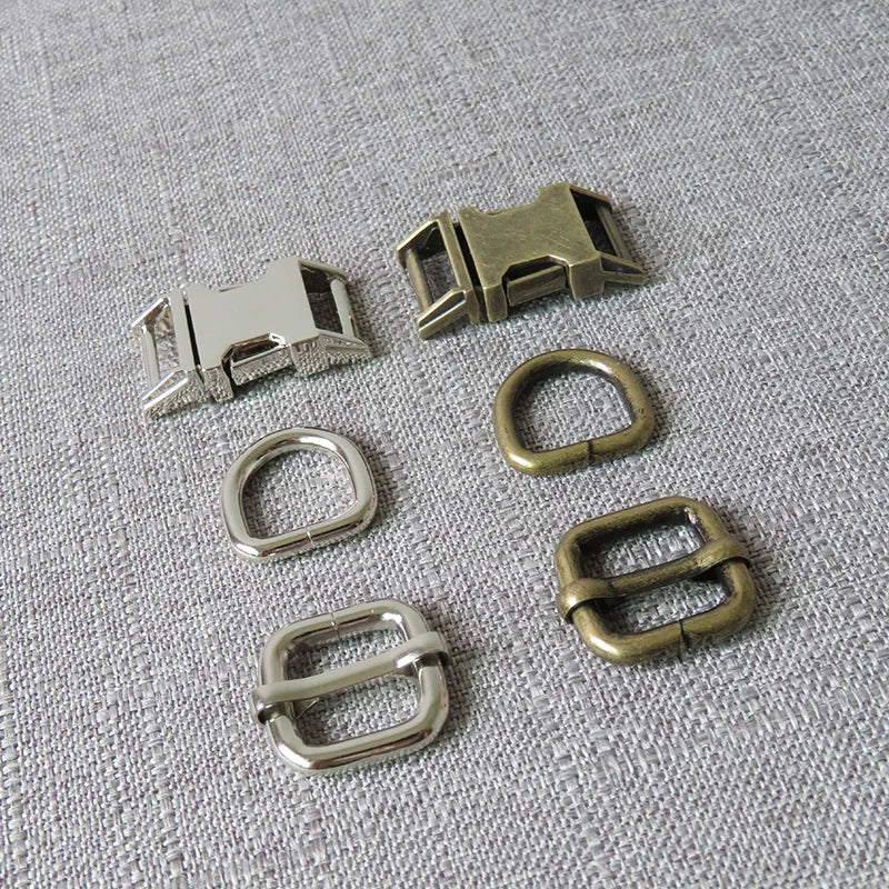 1Set Metal Buckles Hardware D Ring Adjuster Belt Strap Slider Fasteners For Paracord Pet Dog Collar Harness DIY Sewing Accessory