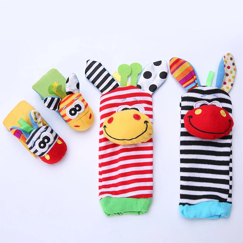 0~24 Months Baby Rattles Soft Plush Toys Foot Wrist Rattle Set Cartoon Newborn Development Educational Toys For Children