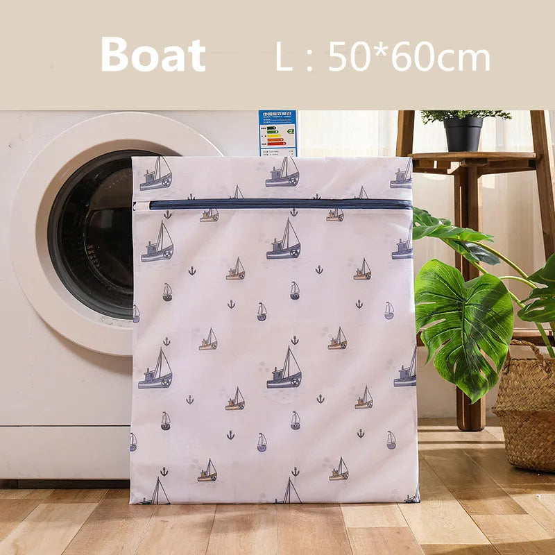 6 Sizes Printing Foldable Laundry Bag Net Washing Machine Bags Travel Storage Organizer Mesh Dirty Laundry Bag for Bra Underwear