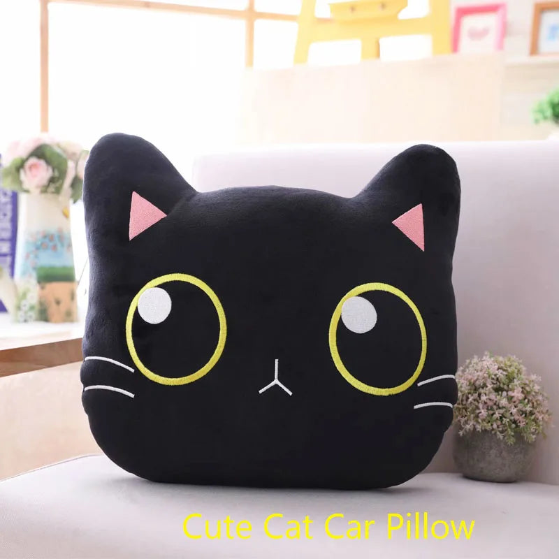 Cartoon Cute Cat Car Neck Pillow Car Headrest Travel Cushion Cat Seatbelt Shoulder Pads Covers Rearview Mirror Cover Accessories