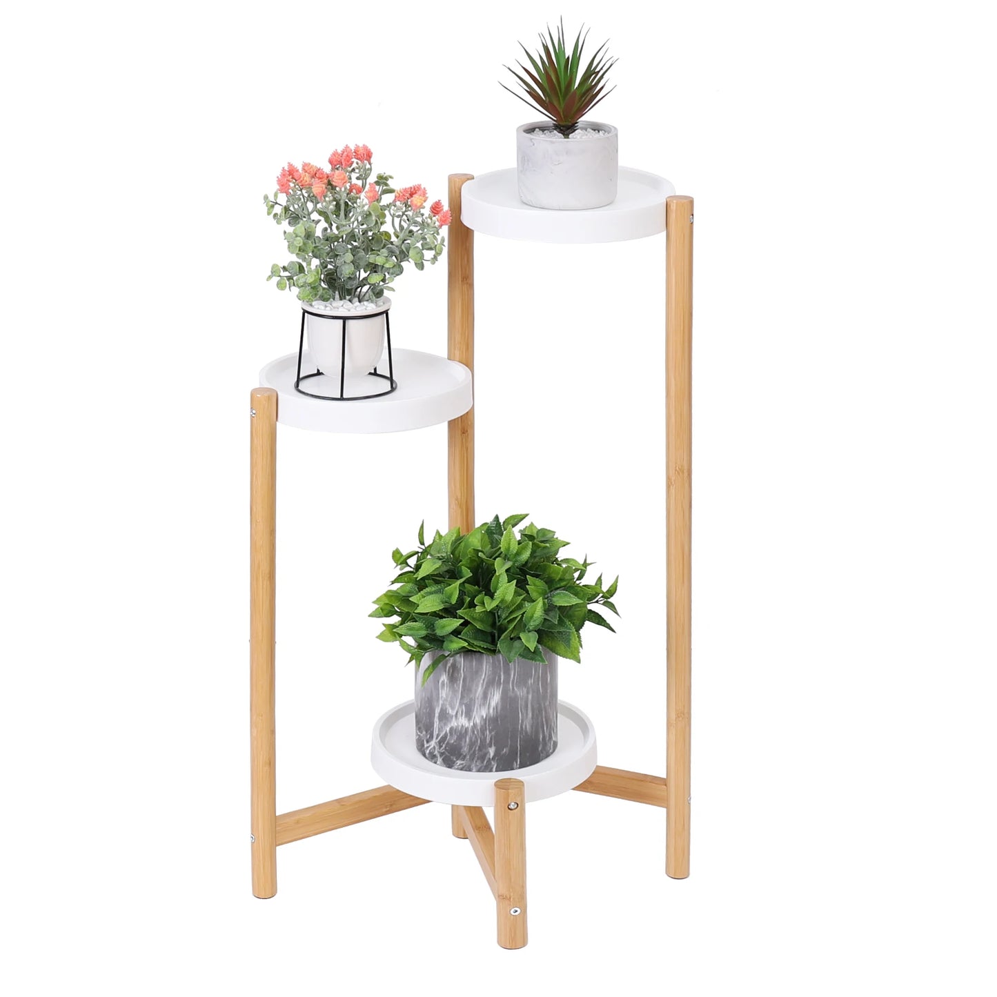 Bamboo Plant Stands Indoor, 3 Tier Tall Corner Plant Stand Holder & Plant Display Rack for Outdoor Garden