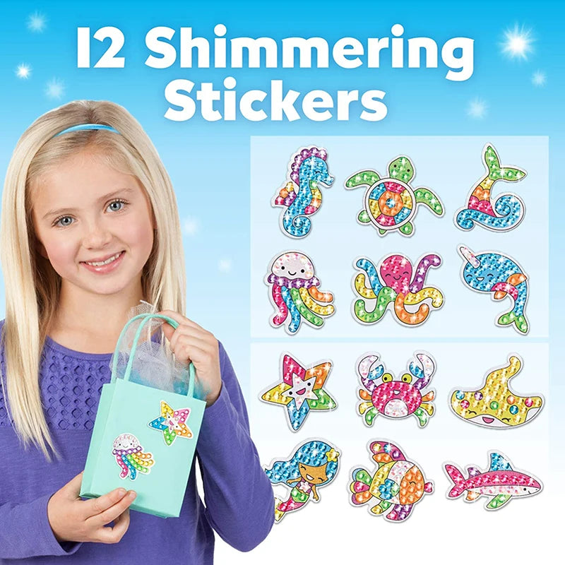 12 Create Big Gem Diamond Painting Sticker Kit Art Craft Girls Boys Unicorn Animal Sealife Magical Mosaic Dot Sticky Toys Gifts