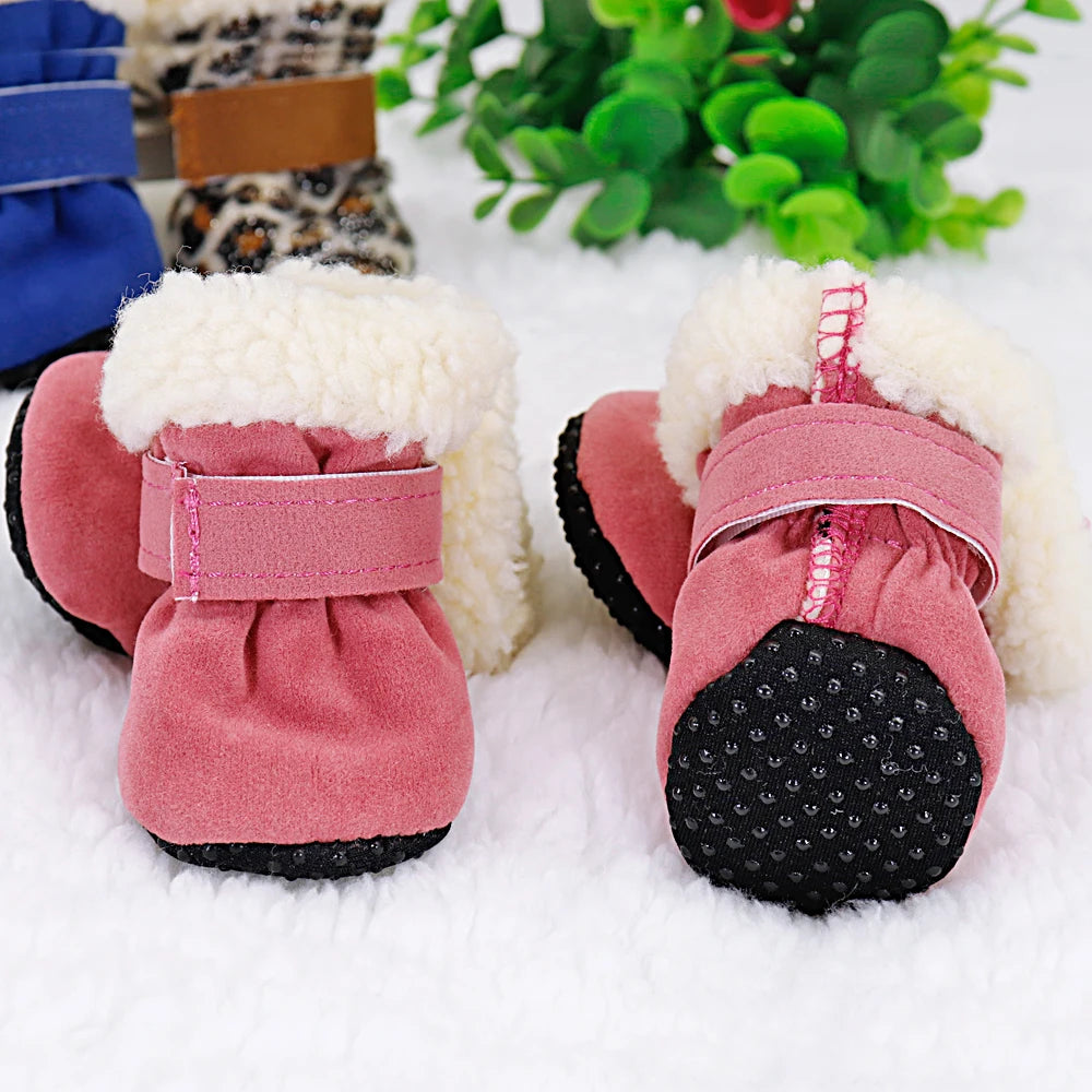 4pcs Winter Pet Dog Shoes Anti-slip Snow Cat Puppy Boots Thicken Warm Pet Socks For Small Medium Dogs Cats Chihuahua Yorkshire