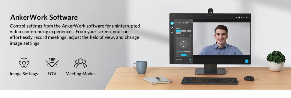 Anker PowerConf C200 2K Webcam for Laptop Computer mini usb web camera Noise Cancelling Stereo Microphones web cam