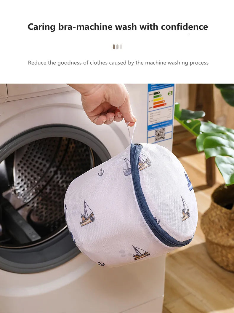 6 Sizes Printing Foldable Laundry Bag Net Washing Machine Bags Travel Storage Organizer Mesh Dirty Laundry Bag for Bra Underwear