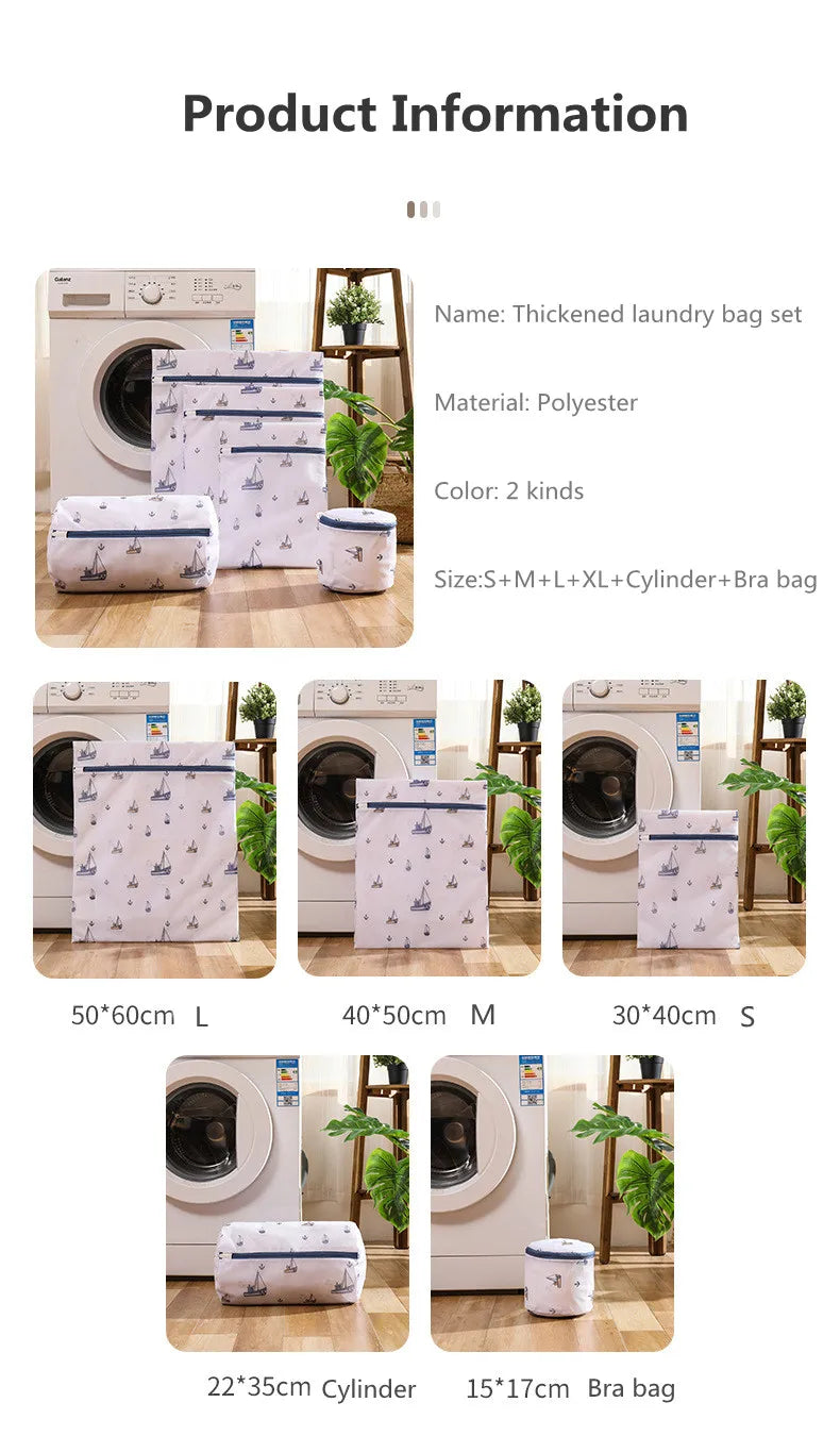 6 Sizes Printing Foldable Laundry Bag Net Washing Machine Bags Travel Storage Organizer Mesh Dirty Laundry Bag for Bra Underwear