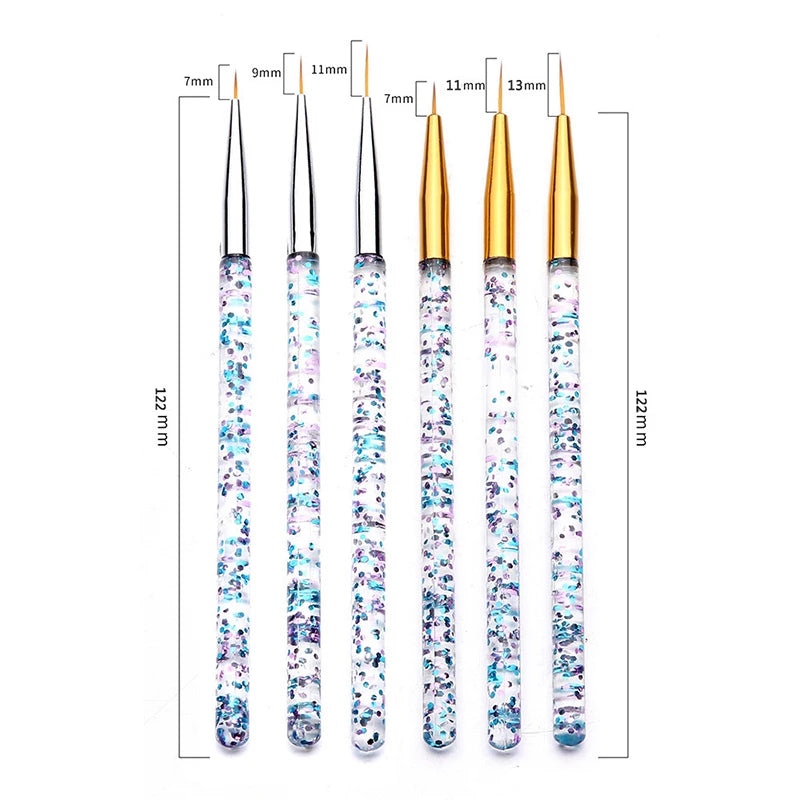 3pcs/Set Acrylic French Stripe Nail Art Line Painting Pen 3D Tips Manicure slim Line Drawing Pen UV Gel Brushes Painting Tools