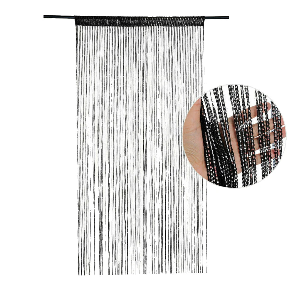 1m*2m Beaded Curtain Door Tassel String Curtain Partition Curtain Silver Tassel Silver Door Curtain Line Curtain Home Decoration