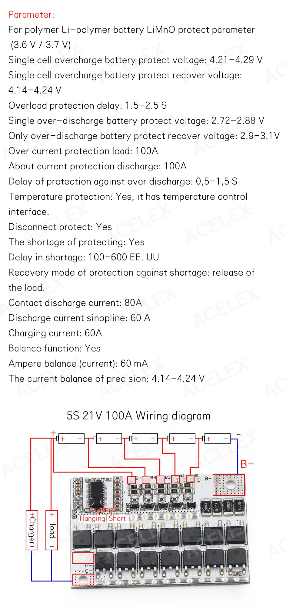 3s/4s/5s Bms 12v 16.8v 21v 3.7v 100a Li-ion Lmo Ternary Lithium Battery Protection Circuit Board Li-polymer Balance Charging