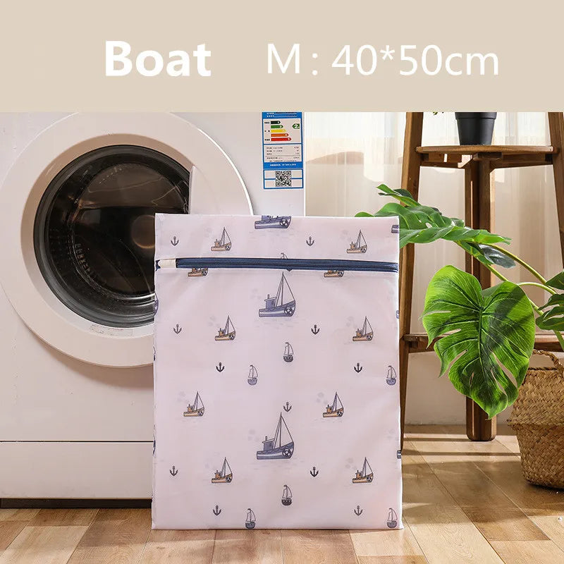 6 Sizes Printing Foldable Laundry Bag Net Washing Machine Bags Travel Storage Organizer Mesh Dirty Laundry Bag for Bra Underwear