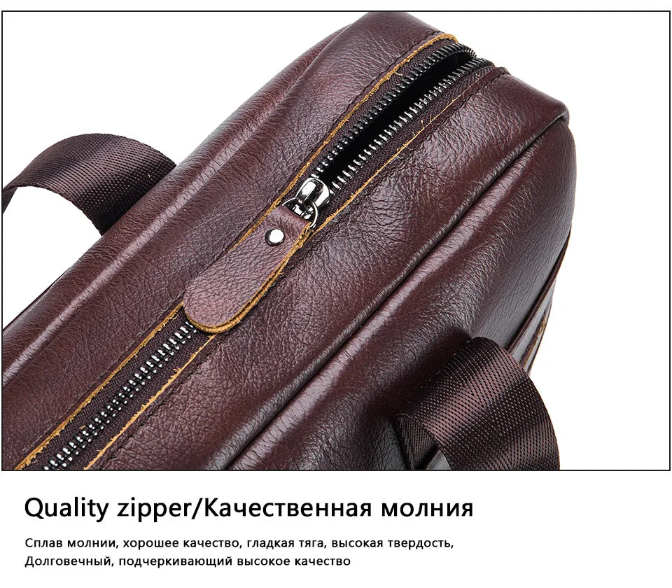 BULLCAPTAIN Men's Bag Genuine Leather Men Briefcase for Laptop 14 Messenger Men's Leather Bag Business Portfolio for Document A4