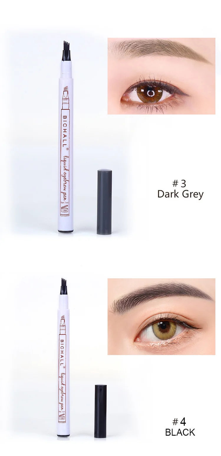 4D Microblading Eyebrow Pen 4 Forks Tip Eyebrow Tattoo Pencil Long Lasting Fine Sketch Liquid Eye Brow Make Up